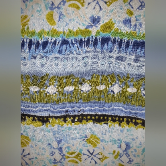 1X (18/20) Anna Maxwell Printed Ikat/Tribal Inspired Button Up Shirt Blue/Green - Picture 6 of 7